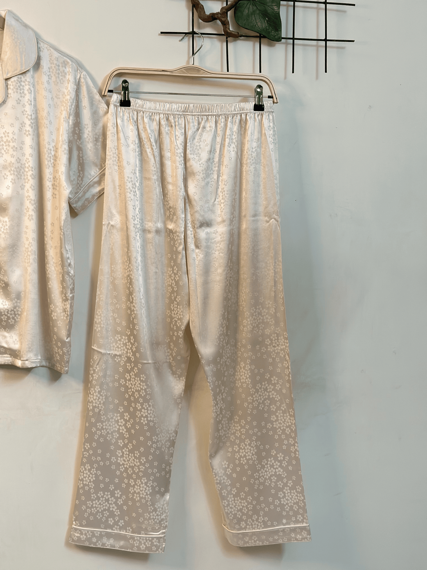 Luxe Beige Satin Silk Sleepwear Set