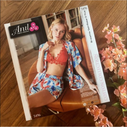 Bralette Set+Robe 3 Pcs | Stylish Lingerie Gown Set
