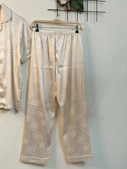 Luxe Beige Satin Silk Sleepwear Set