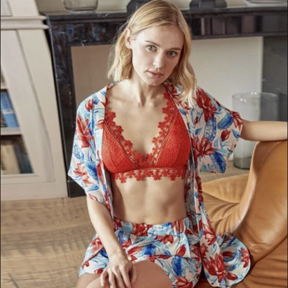 Bralette Set+Robe 3 Pcs | Stylish Lingerie Gown Set